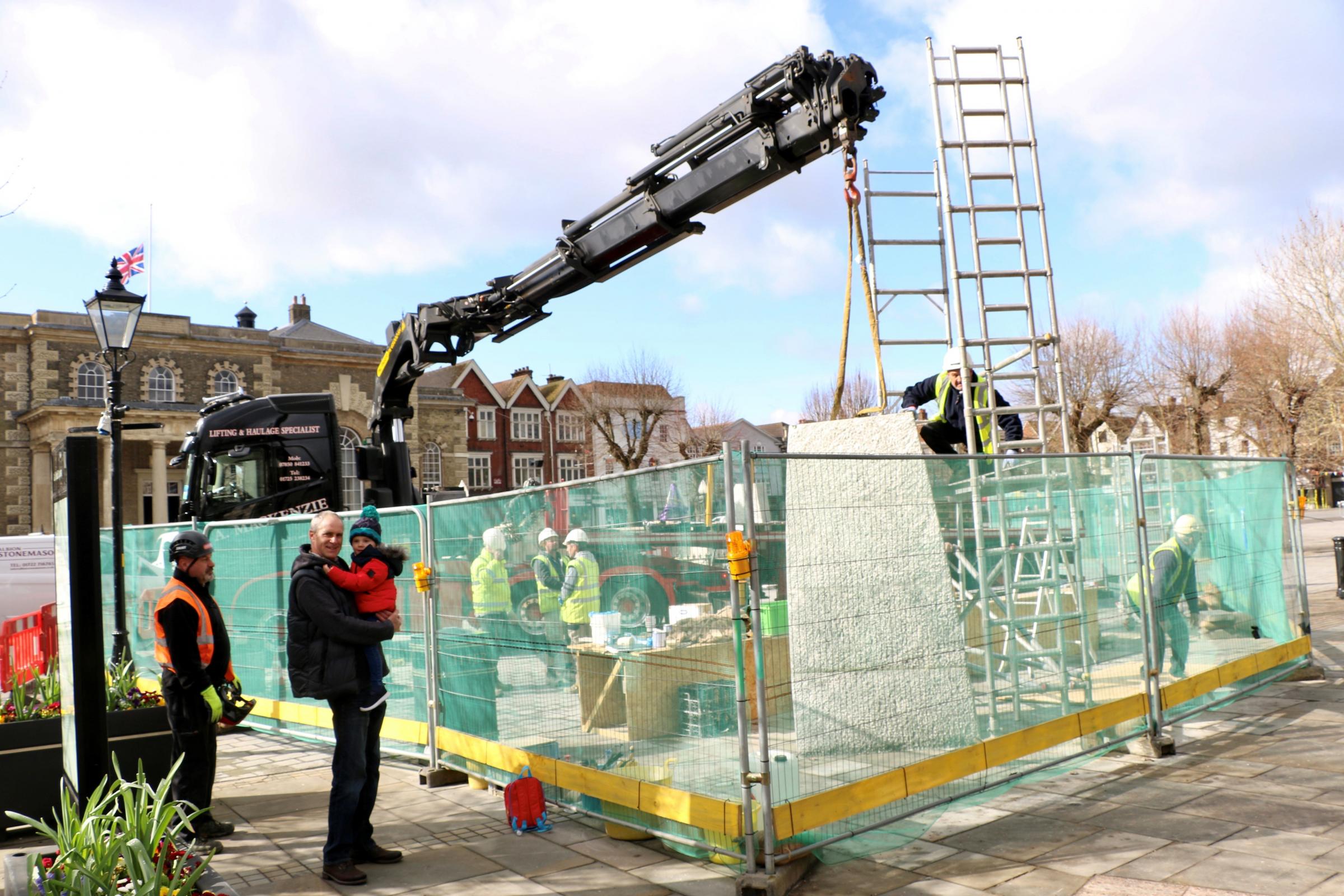 Turning Point being installed in Salisbury Guildhall Square. Picture by Spencer Mulholland.