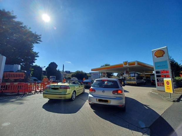Customers queue for fuel at the Wilton Road garage on Friday, September 24