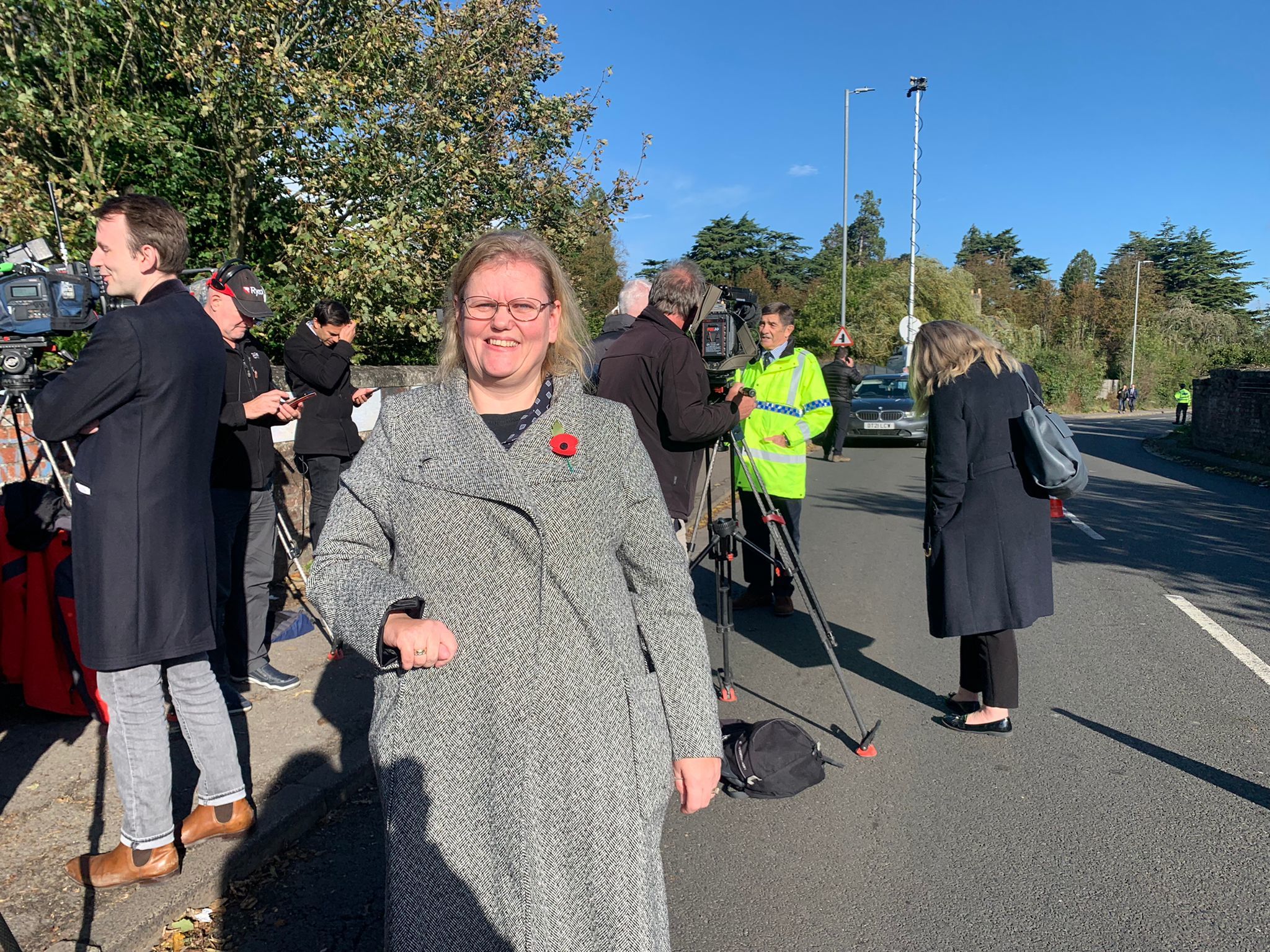 Salisbury Mayor Caroline Corbin attends the scene of the train crash in Salisbury on November 1, 2021